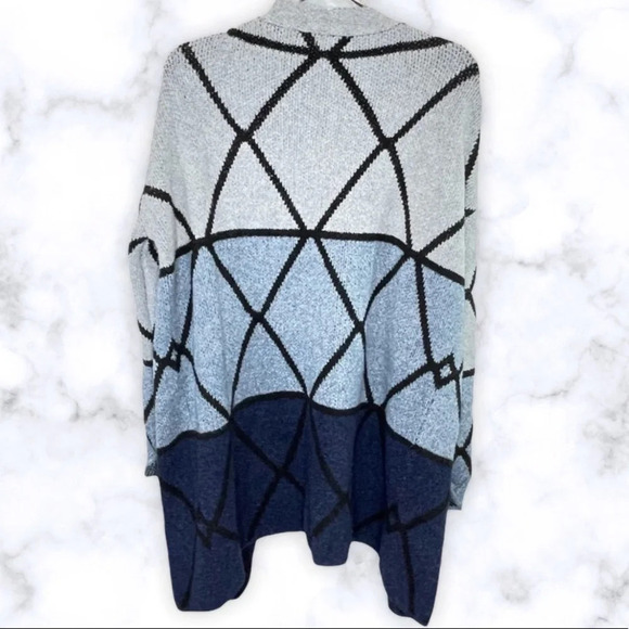 Joseph A Ombré Grid Knit Cardigan Sweater Jacket - Picture 6 of 8